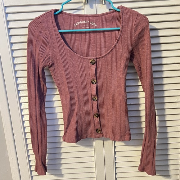 Aeropostale Long Sleeve Shirt Size Medium Mauve / Purple Color - Picture 1 of 3